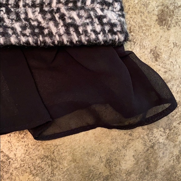 Designer Girls black and white  plaid wool dress with feathers! - Picture 6 of 7